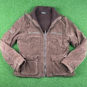 Vintage Dollhouse Brown Lined Fleece Full Zip Corduroy Jacket Sz XL